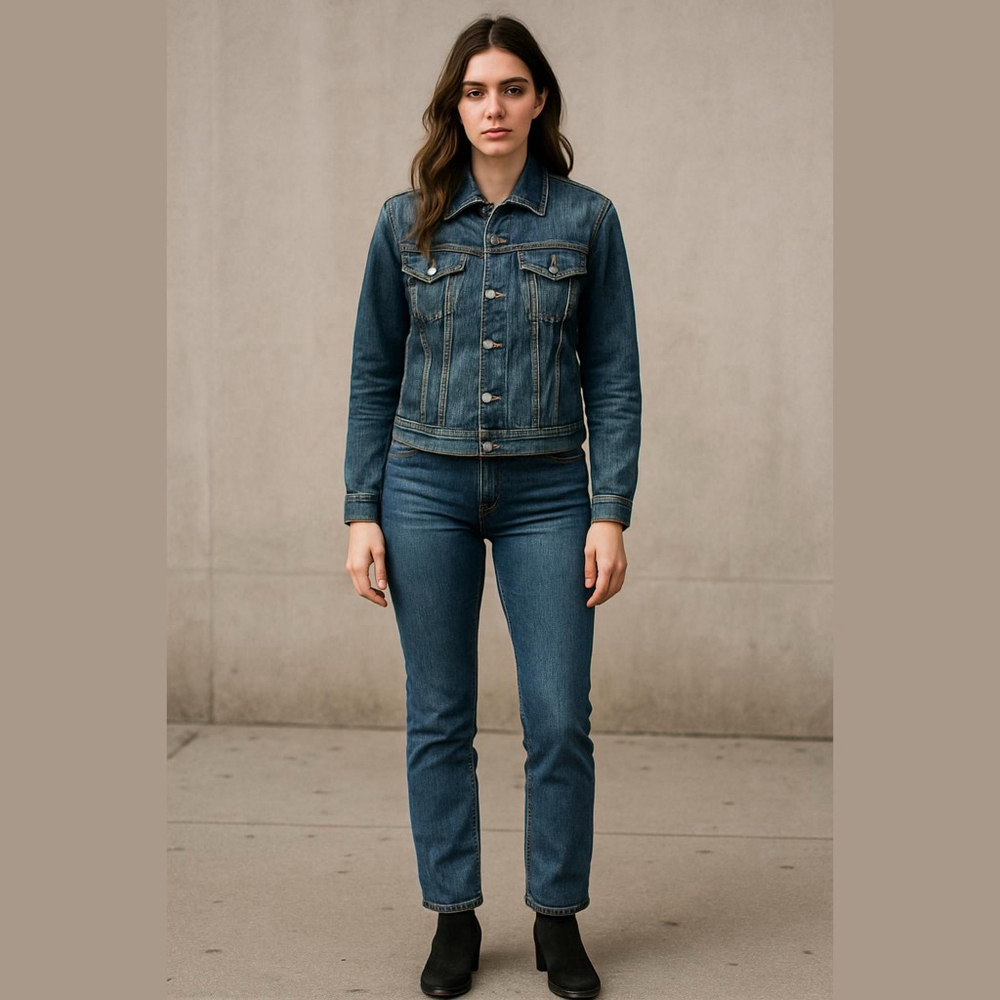 Vintage Unisex Lotus Blue Denim Jean Jacket Size L